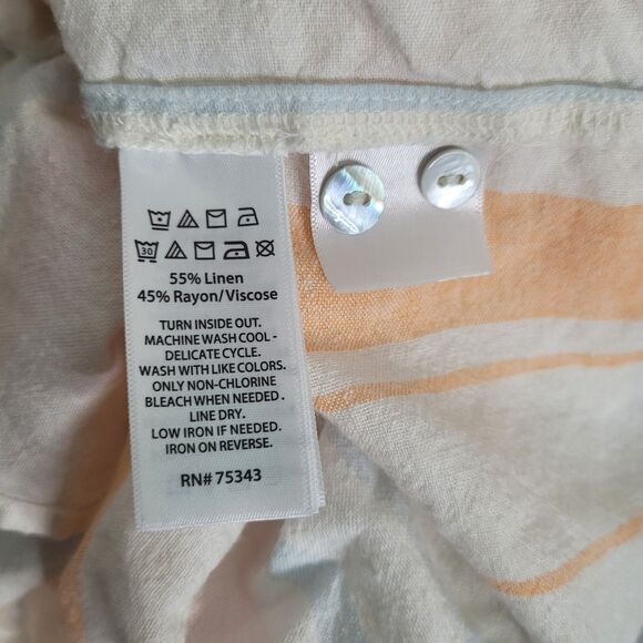 Cynthia Rowley large button front women orange polo linen hi-low pocket linen - Picture 7 of 7